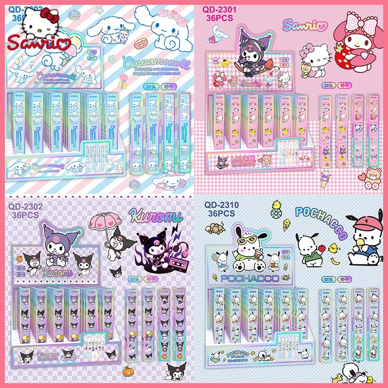 18pcs Sanrio Creative Gel Pen Kuromi Press Pens Kawaii Stationery Student Learn Tool 0.5 Black School Office Supply Wholesale