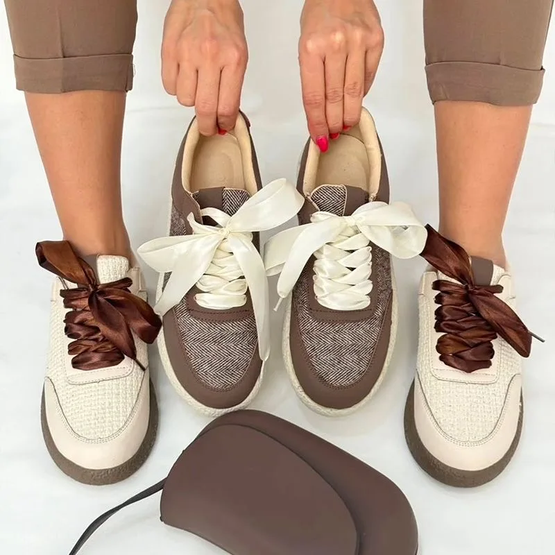 1 Pair 2cm Width Silk Laces Bow Flat Shoelaces For Women Sneaker Sport DE Training Shoes Strings Casual Shoes  Accessorices