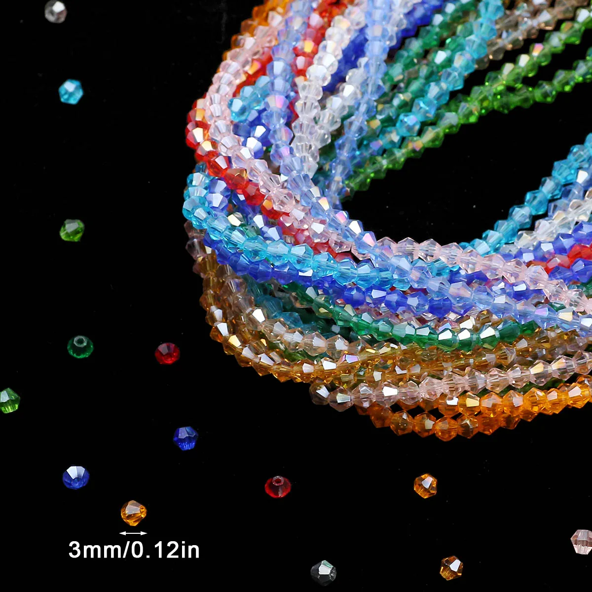 3mm 200pcs Shiny Austrian Crystal Faceted Bicone Glass Beads For Jewelry Making Bracelets Necklaces Earrings DIY Accessories