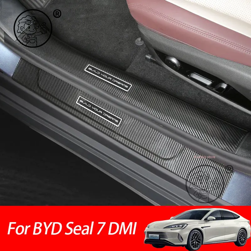 

Для BYD Seal 7 DMI SEAL 07 DMI 2025 2026: Защитные накладки на пороги автомобиля из АБС-пластика с карбоновым волокном, аксессуары для отделки порогов