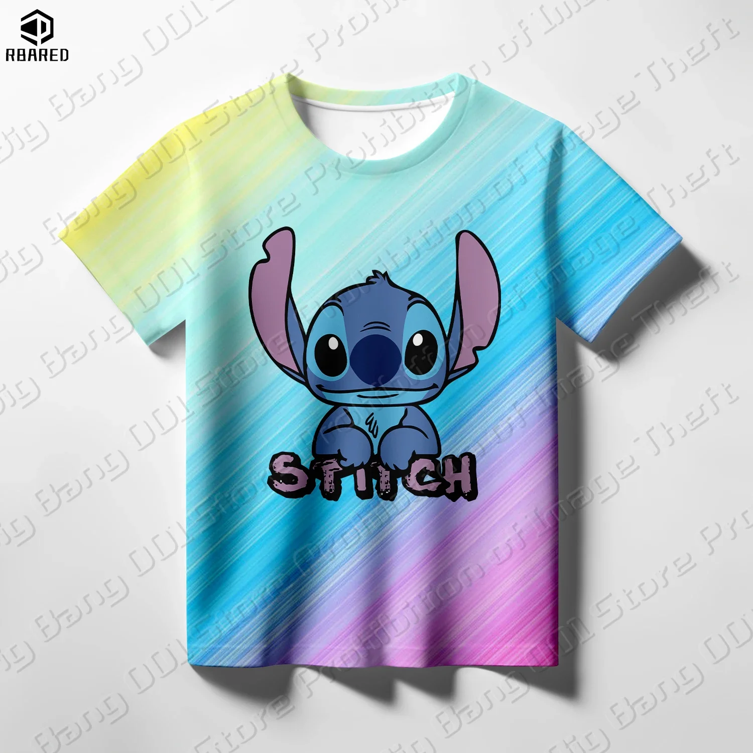 Camiseta informal de calle para niños y niñas con estampado 3D de alta calidad de Disney Cartoon Stitch, camiseta para niños