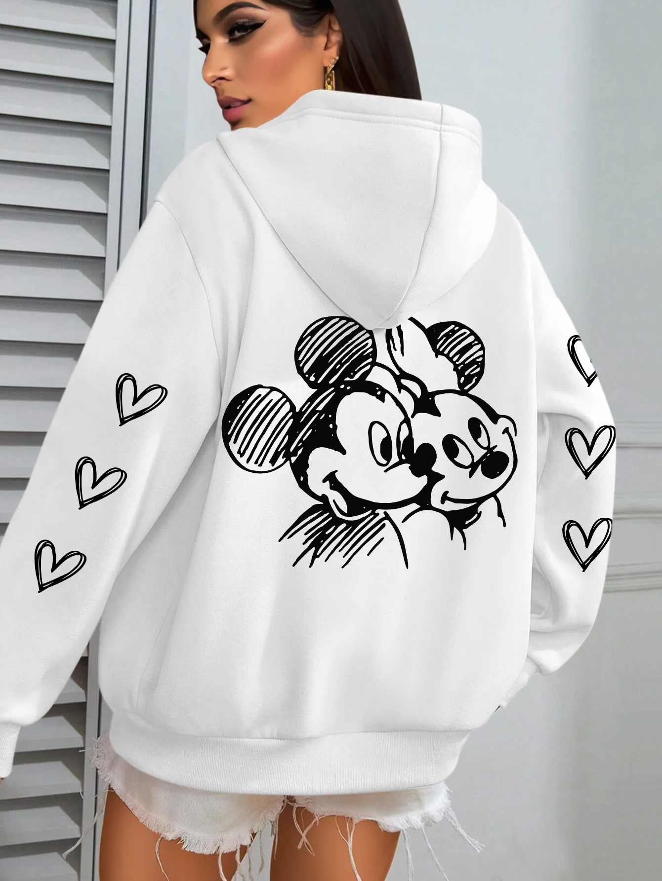 Felpa con cappuccio semplice Disney - Topolino Minnie Mouse Design cartoon Pullover Felpa con cappuccio casual casual Felpa con cappuccio grafica cartoon