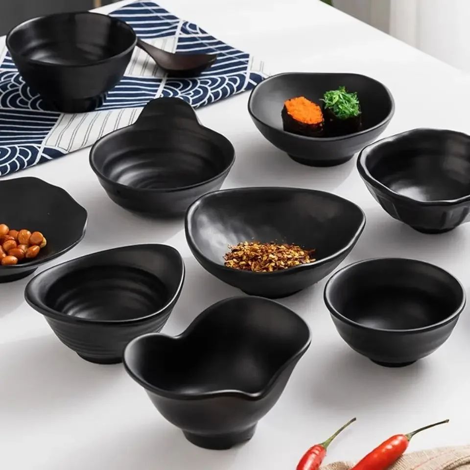 A5 Melamine Bowl Japanese Style Frosted Noodles Bowl Mini Bowl Hot Pot Noodle Hotel Tableware Black Ramen Rice Soup Bowl