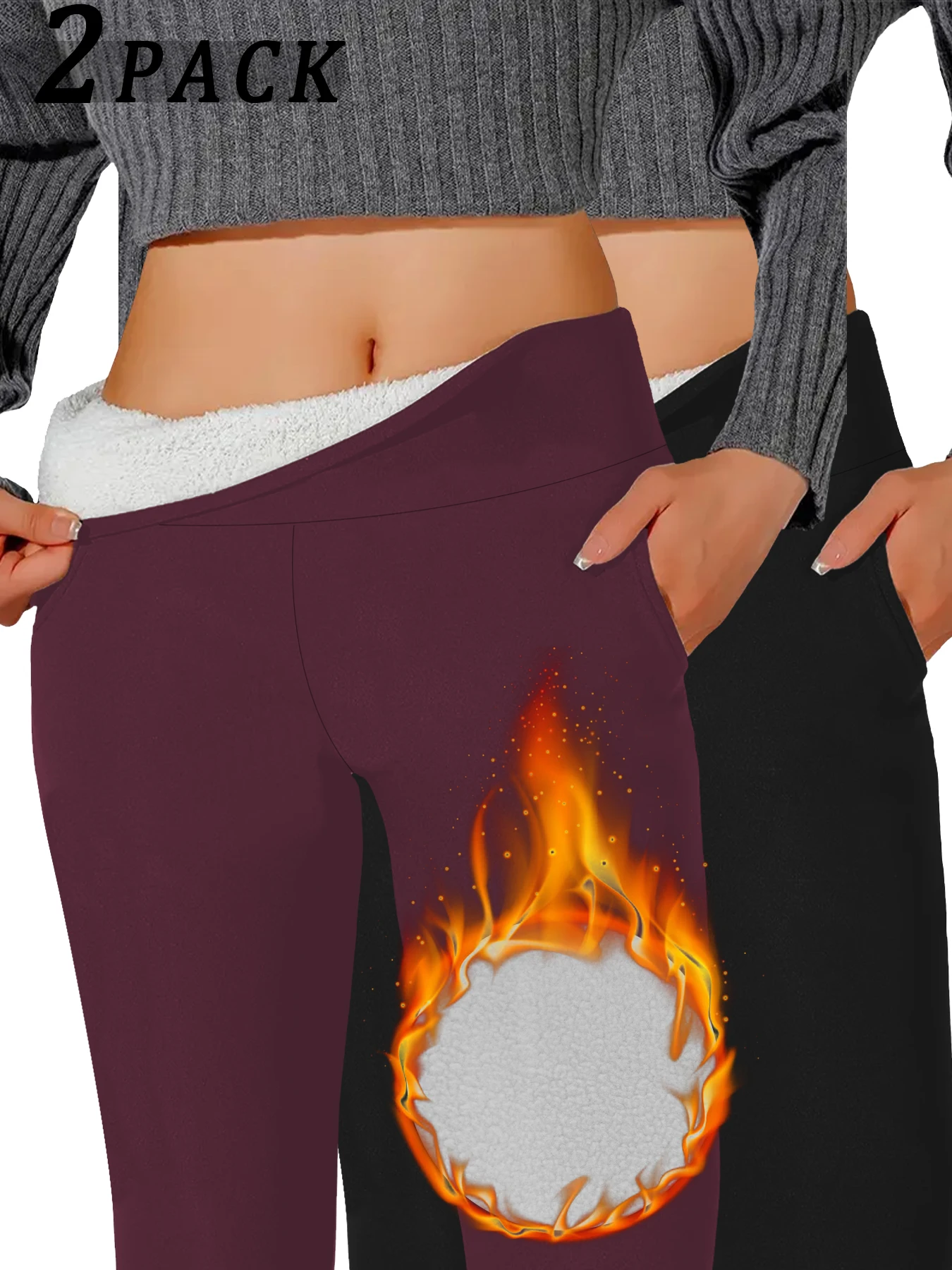 

Женские термолеггинсы на флисовой подкладке с карманами. Толстая мягкая ткань с высокой талией, идеально подходящая для зимних тренировок, йоги.