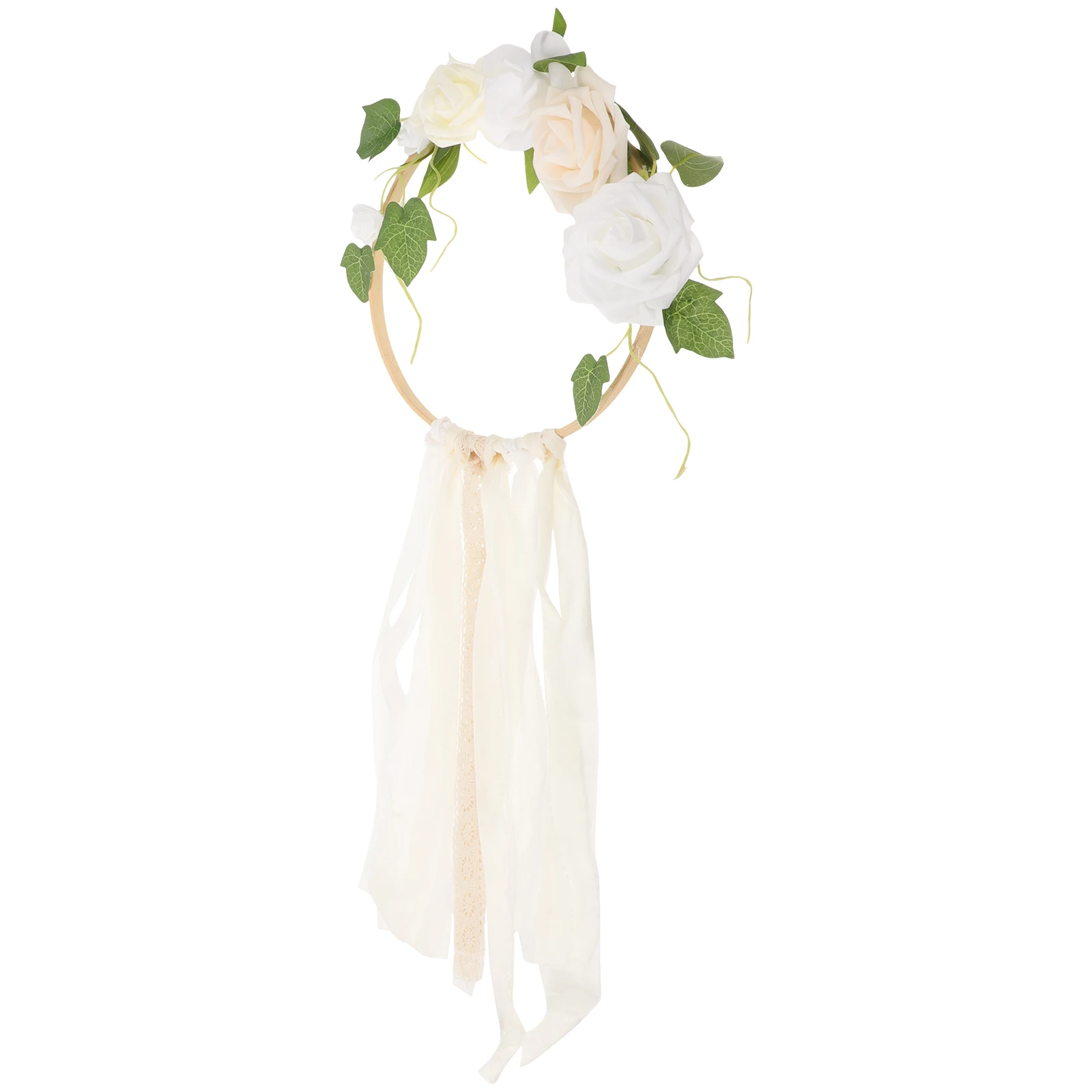 

1pcs Artificial White Home Wreaths Decor Decorative Front Door Wreaths Wall Hanging Garland Wedding Party Decorations