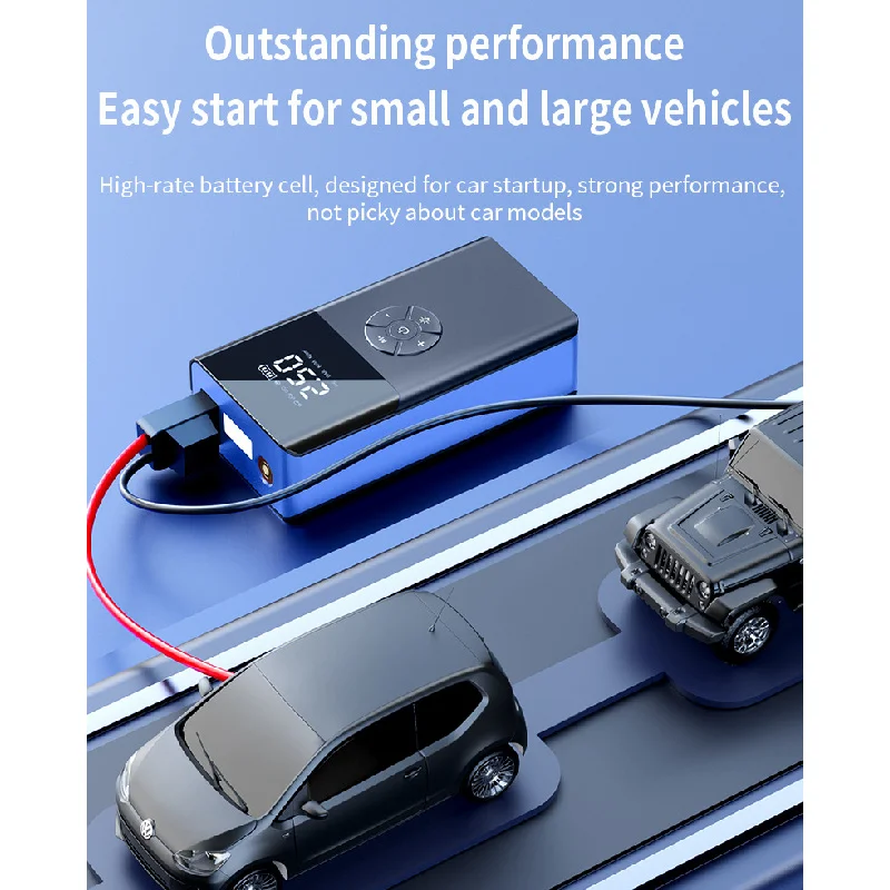 Car Jump Starter Device Portable Power Bank Air Pump Tyre Inflator Professional Charger With Lighting