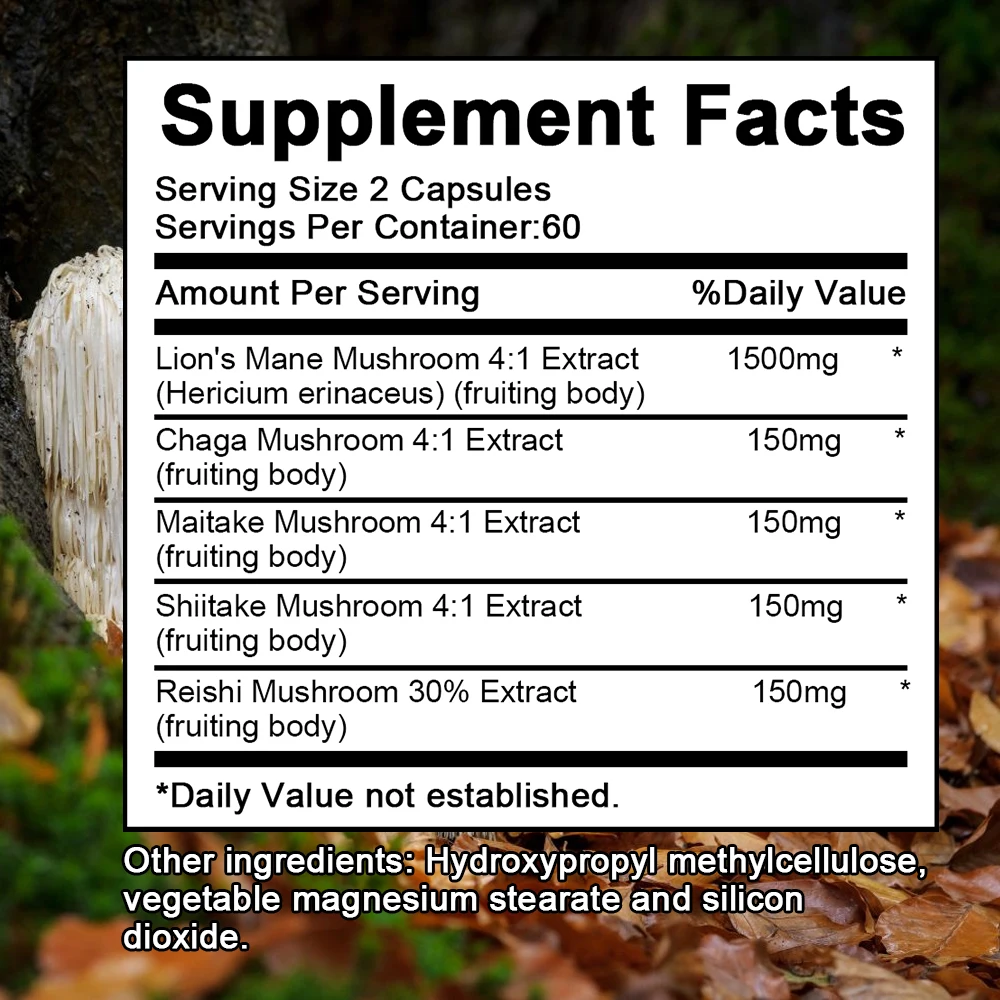 

Natural Premium Brain-boosting Lion’s Mane Mushroom Capsules – Lion’s Mane Mushroom Supplement, Brain Health, Improves Memory