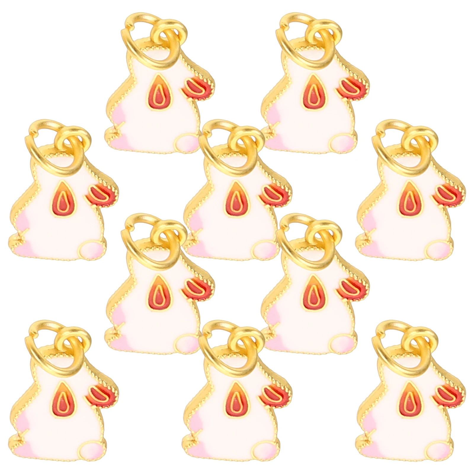

10 Pcs Rabbit Pendant Jewelry Chinese New Year Decoration Earrings Jewellery Charms
