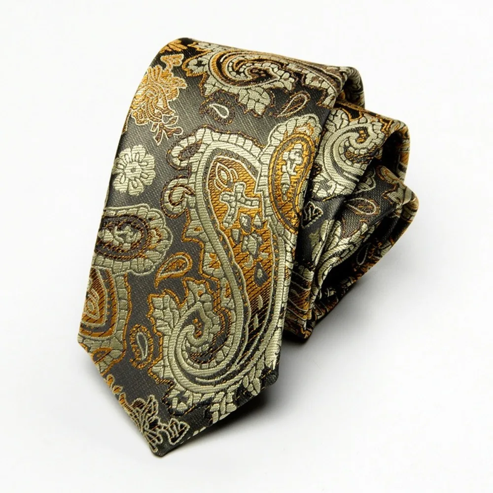 Chinese Style 6cm Width Silk Neck Tie Cashew Pattern Slim Men Neckties Jacquard Cravat Suits Neck Tie Business Wedding Party
