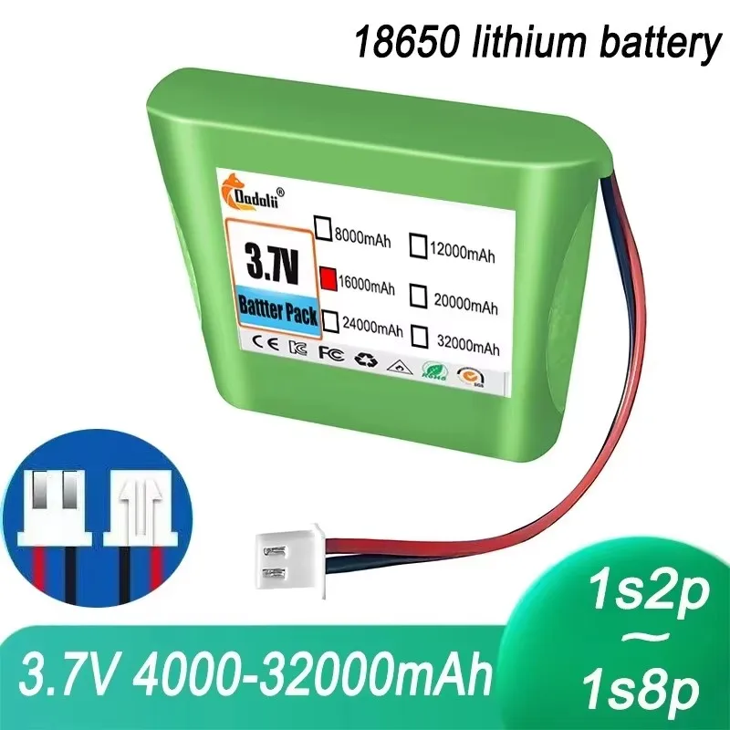 

3.7V 8Ah 32Ah rechargeable lithium-ion battery pack, 1S8P for radio, headlights, and singing machine
