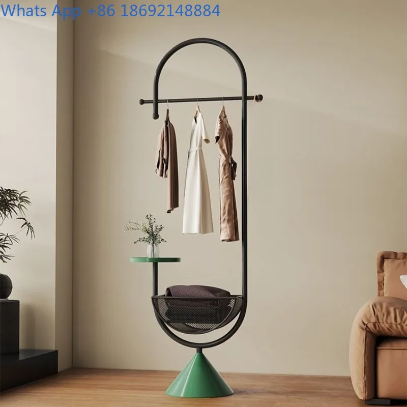 

Bedroom with Storage Basket Hanging Clothes Rack Living Room Multi-Functional Coat Bag Rack Entrance Floor Clothes Rack