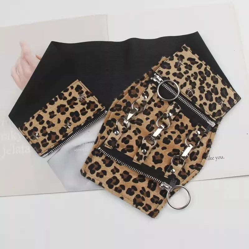 Cincher เอวผู้หญิงพิมพ์ลายเสือดาวที่ทันสมัย – เข็มขัดกว้างยืดสําหรับเดรสและเสื้อเชิ้ต, จัดแต่งทรงผมรัดตัวอเนกประสงค์