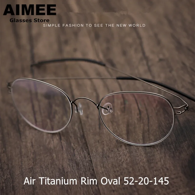

Denmark Brand Men's Air Titanium Rim Screwless Eyeglasses Women Morten Oval Round Glasses Frame Korean Design Eyewear Frames New