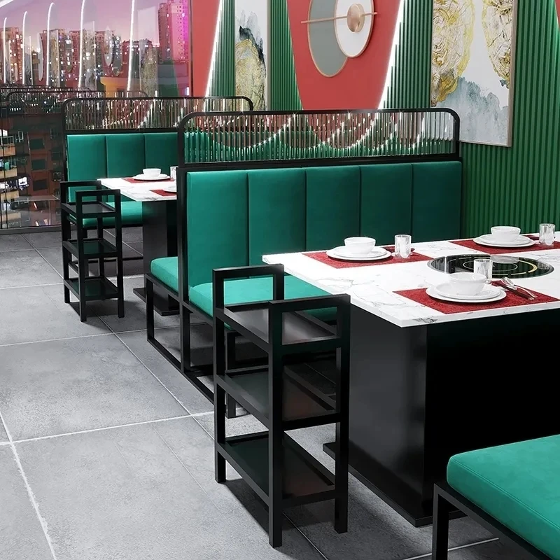 Design Imitation Leather Custom Booth Seating Cafe Restaurant Tables and Chairs Booth