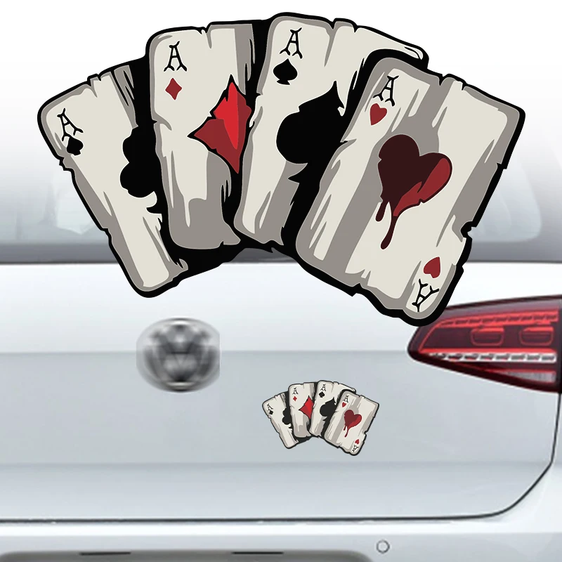 G108 15.5CMX10CM Cartoon Playing Cards A Decal PVC Motorcycle Car Stickers