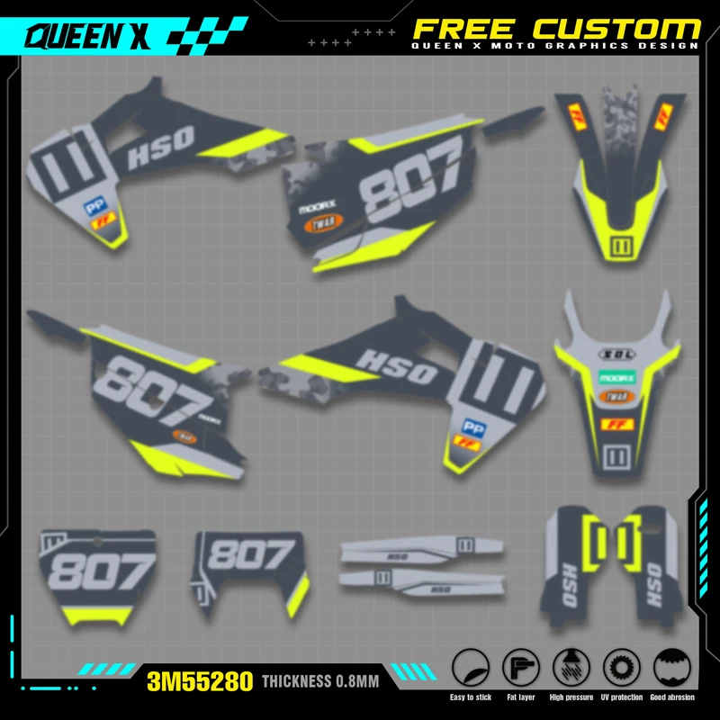 Queen X MOTOR Custom Team Graphics Decals Stickers Kit For Husqvarna Decal 2019-2022 TC FC TX FX FS 20-23 TE FE 125-450CC  040