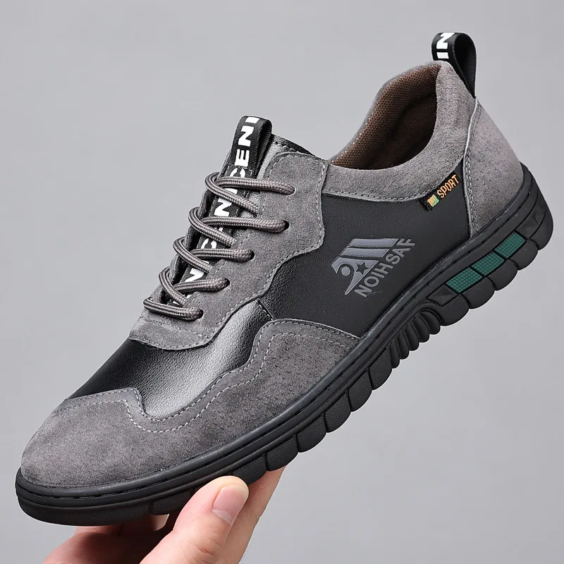 YWEEN Casual Men's Shoes 2023 Autumn New Pig Suede Leather Shoes Lace-up Color Matching Shoes Trendy Fashion Youth Men's Shoes