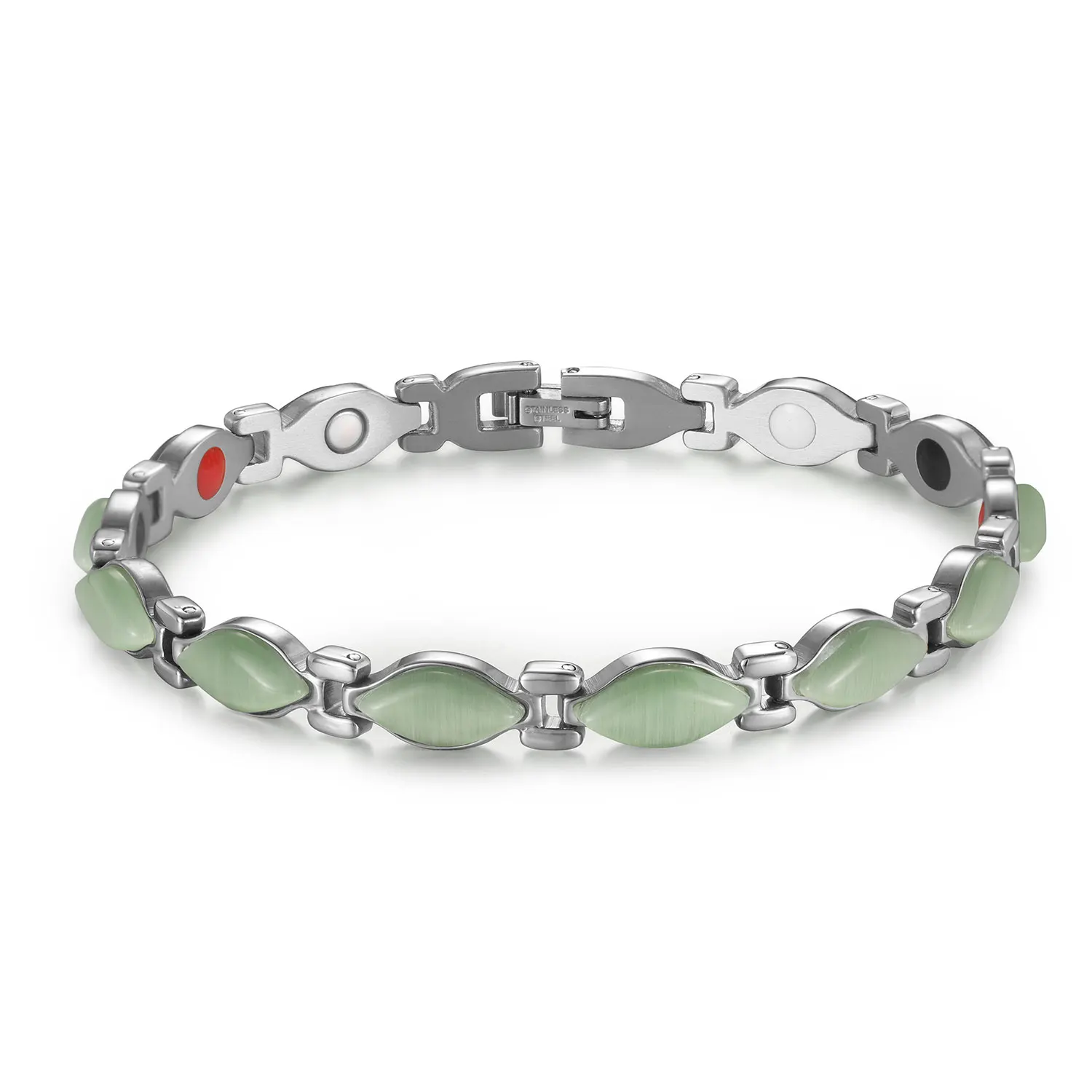 

Cat's Eye Magnetic Therapy Bracelet Women Stainless Steel Jewelry Anniversary Gift for Her, Party Wear Magnetic Healing Bracelet