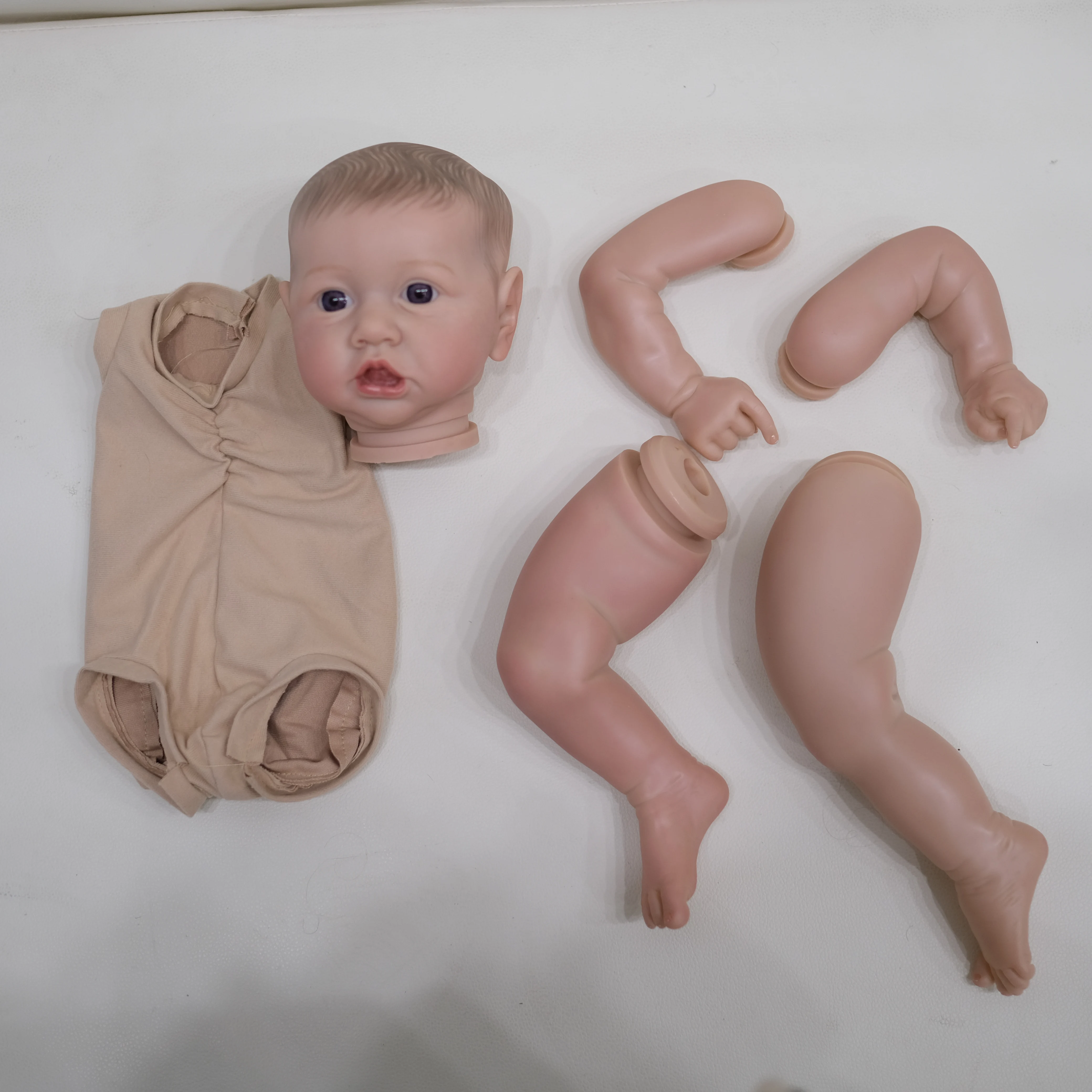 NPK 22inch Lifelike Reborn Doll Kit Saskia - Newborn Painted Unfinished Doll Parts with Hand Drawn Hair for Collectors