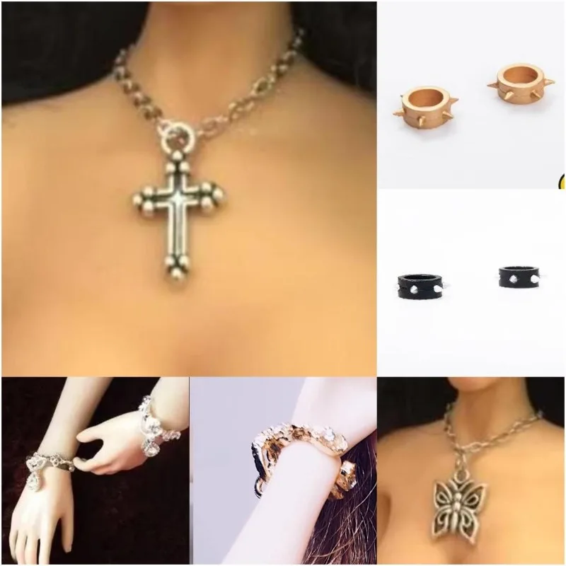 1/6 Scale Metal Bracelet Wristband Jewelry Gold Silver Necklace Cover Wrist Joints Model for 12