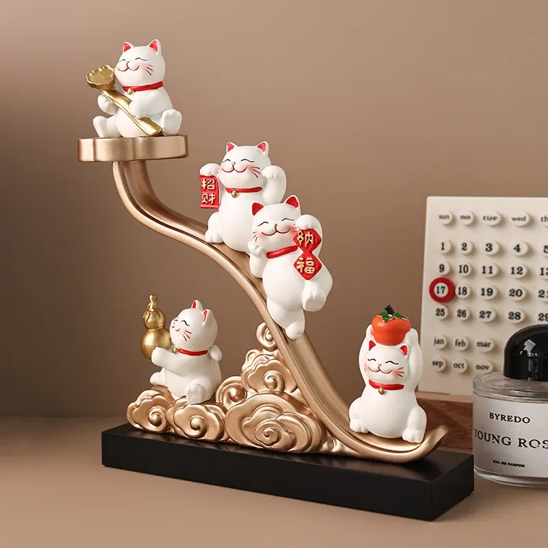 

Wufu Ruyi fortune cat decoration home living room wine cabinet decoration cash register opening housewarming gift