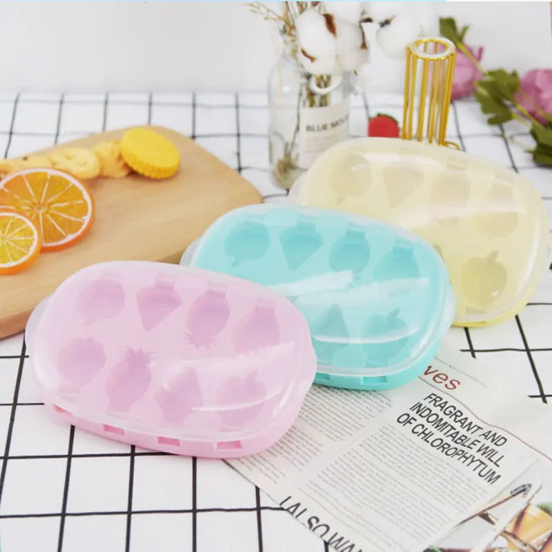 Porous Fruits Ice Cream Silicone Mold with Lid Pineapple Strawberry Shape Chocolate Candy Jelly Mould Ice Cube Making Set Gifts