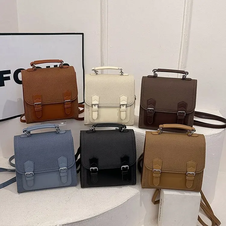 

New Korean Version Backpack Women's Ins Wind Hand Carry Messenger Bag Fashion Small Square Bag High Sense