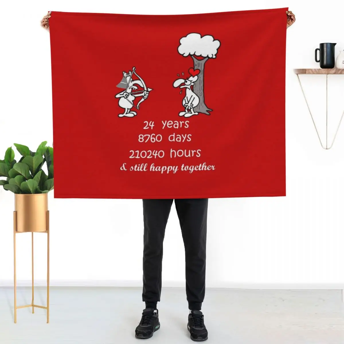 24th Wedding Anniversary Funny Gift For Husband Wife 24 Years Together 24th Year Of Marriage Humorous Couple Match Throw Blanket