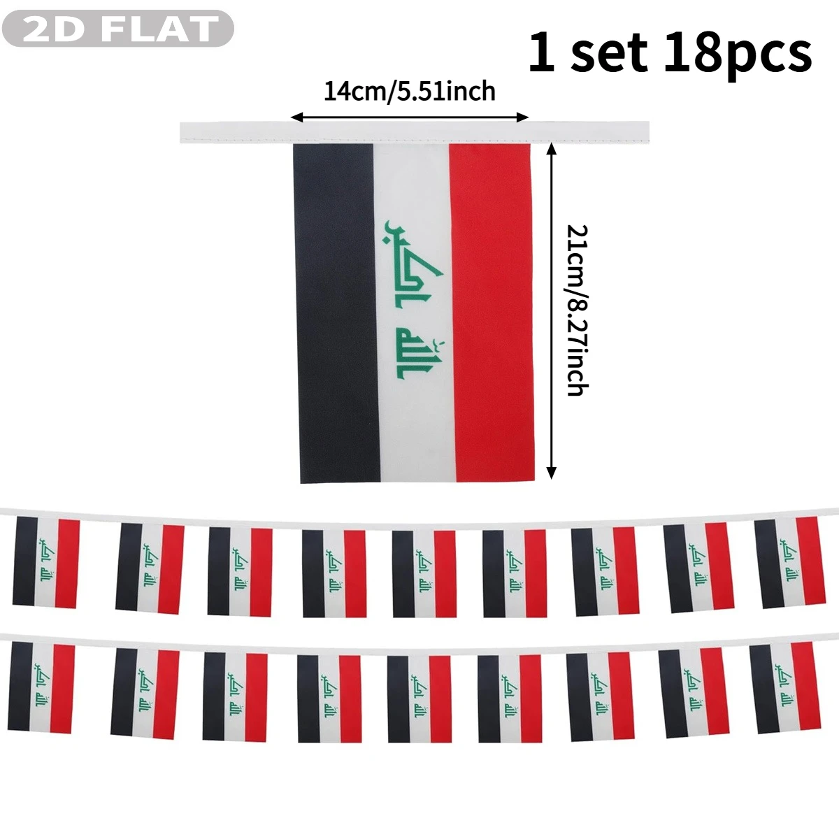 2D FLAT 18pcs Iraq Bunting Banner 14x21cm- Traditional Red, Black