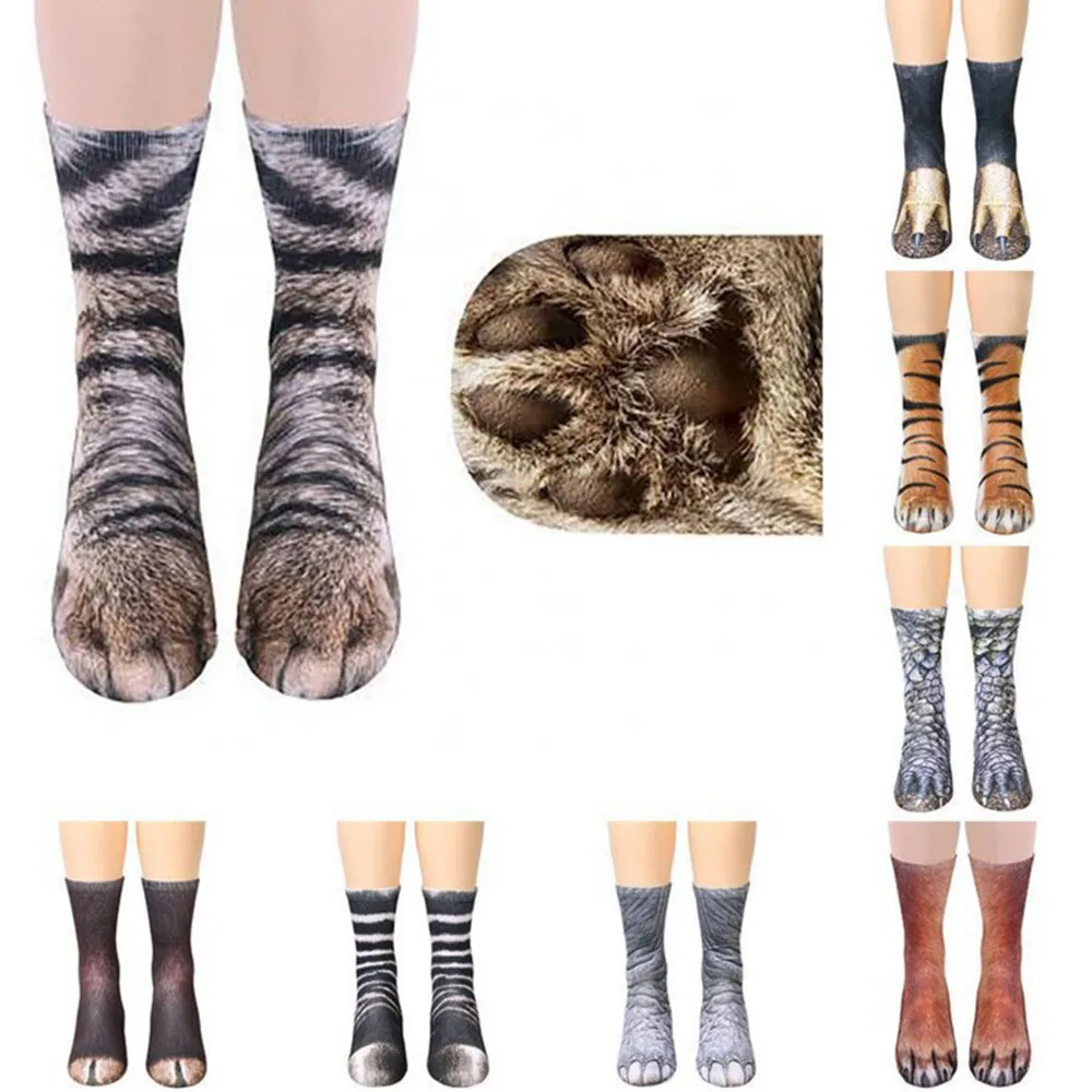 1~4PAIRS Cartoon -calf Socks Funny Bouncy Adult -calf Socks Mens Socks Printed Animal Socks Hoof Easy To Clean