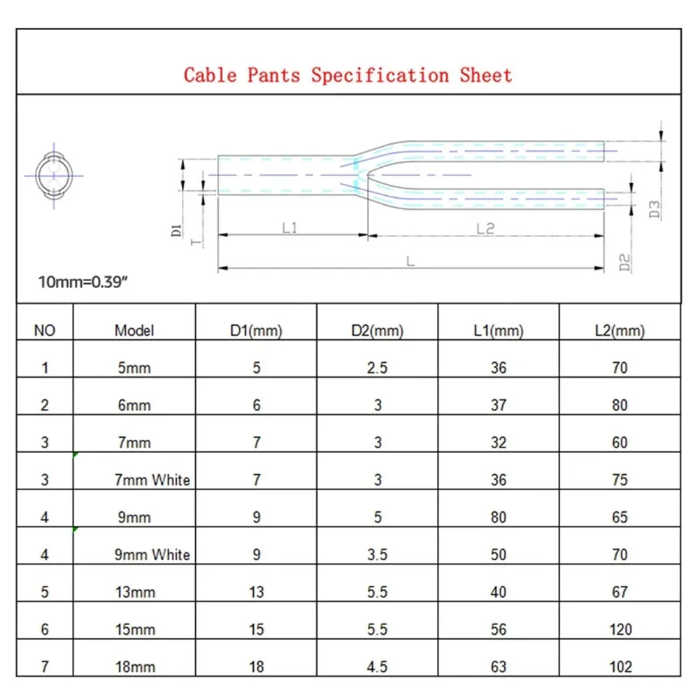 5pcs Speaker Wire Pants Speaker Audio Cable Wire HiFi Cable 5/6/7/9/13/15/18mm YSplitter Tube Sleeve Speakers Accessories