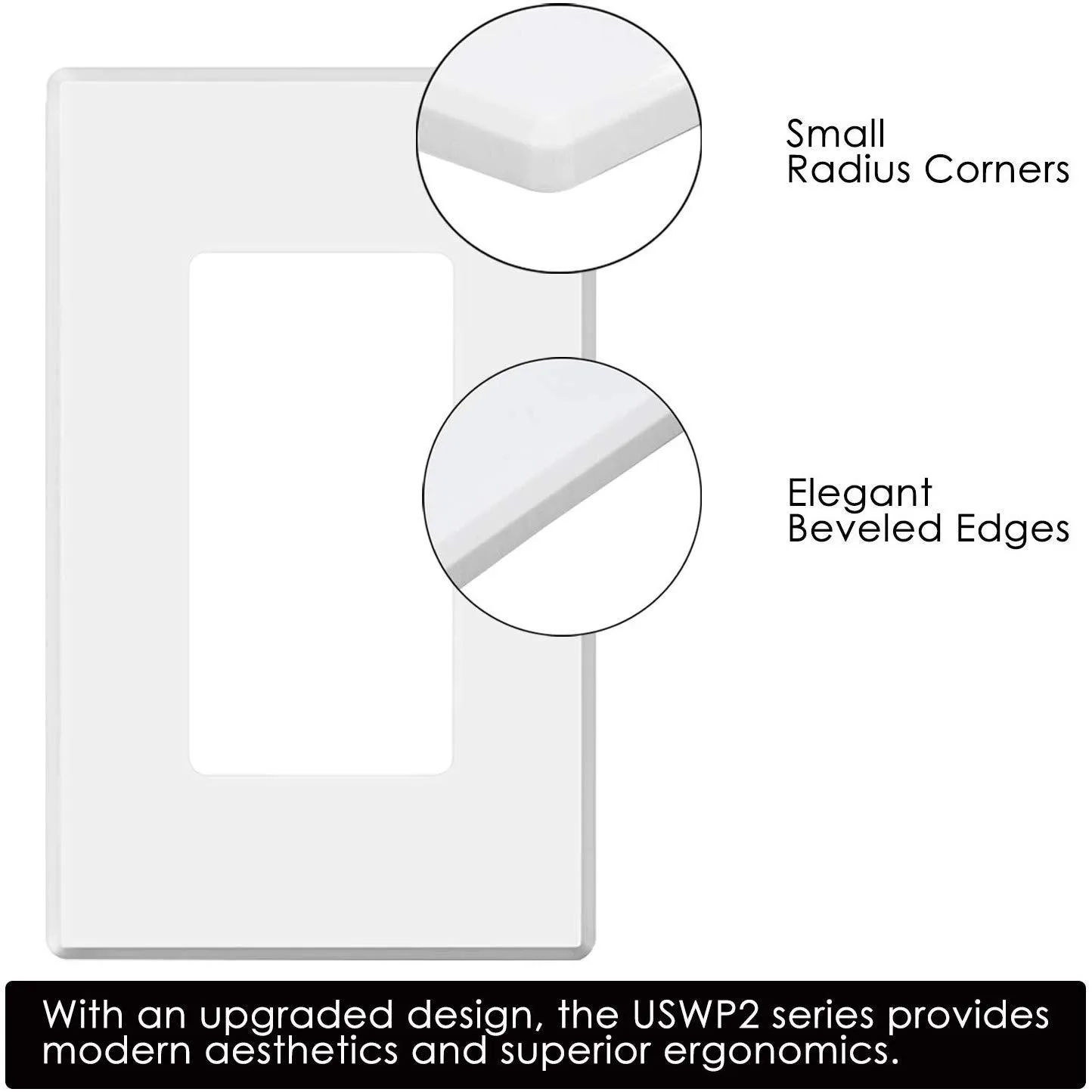 Screwless Wall Plate Glossy White Decorator Outlet Cover 1 Gang Switch PC Material Screw Free Panel Electrical Outlet Cover