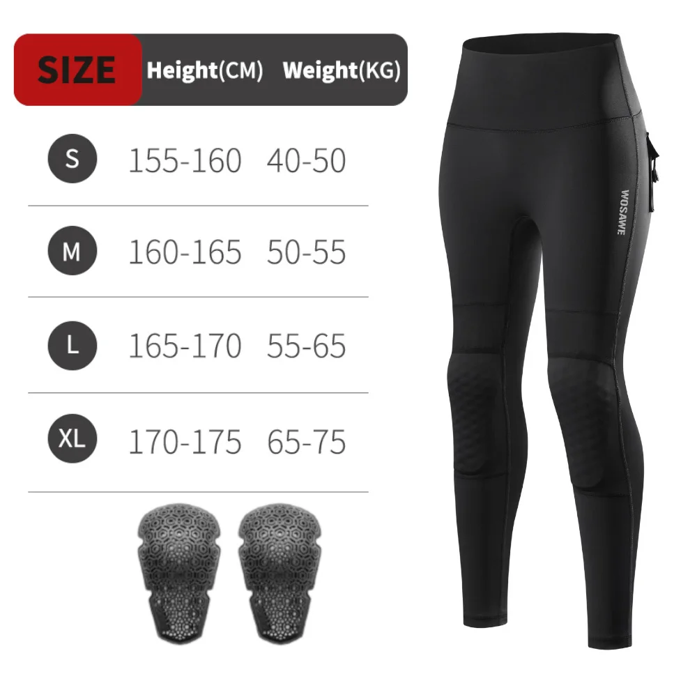 WOSAWE Women Motorcycle Pants with Knee Pads Motocross High Waist Yoga Sport Leggings Gym Fitness Tights Lady Casual Streetwear image 3