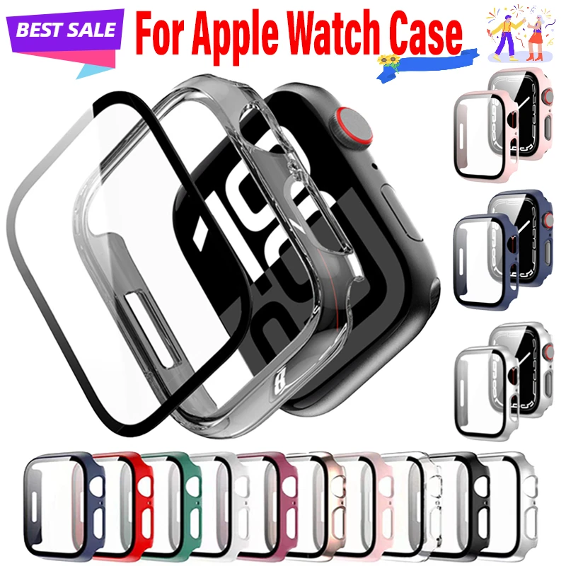 Tempered Glass+Case For Apple Watch 10 9 8 7 6 5 SE Ultra 2 Anitfalling Protector Cover iWatch 49mm 46mm 42mm 45mm 41mm 44/40mm