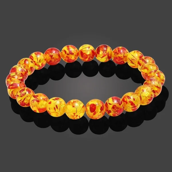 8mm Yellow Amber Beads Bracelet Natural Stone Bracelet for Men Women Citrines Jades Strand Beads Bangles Meditation Jewelry Gift