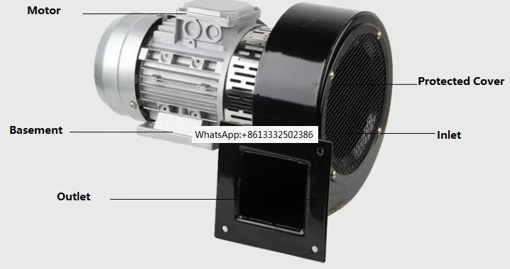 220V Single Phase 50HZ 2.2KW Low Noise  Extraction Centrifugal Fan Blower Dust Blower For Mr Wei