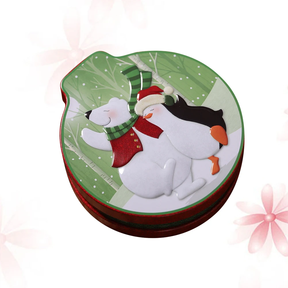 

Christmas Jar Round Bump Tinplate Boxes Leaf Container Cover Kids Gifts Party Supplies Festive Holiday Decorations