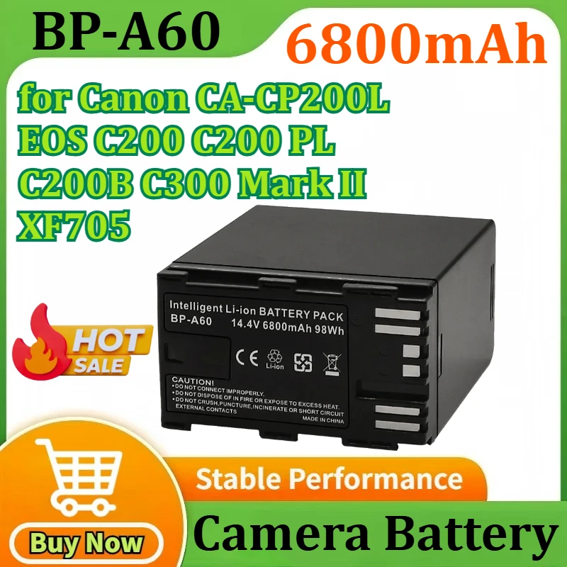 

6800mAh BP-A60 Bateria BP A60 Battery for Canon CA-CP200L EOS C200 C200 PL C200B C300 Mark II XF705 98Wh Replacement Battery
