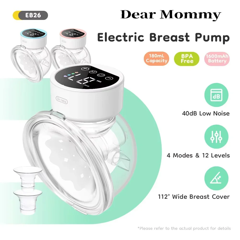 

1 шт., носимые электрические молокоотсосы, 4 режима, 12 уровней, портативный молокоотсос без помощи рук, бесшумный комфорт с фланцем 19/24 мм