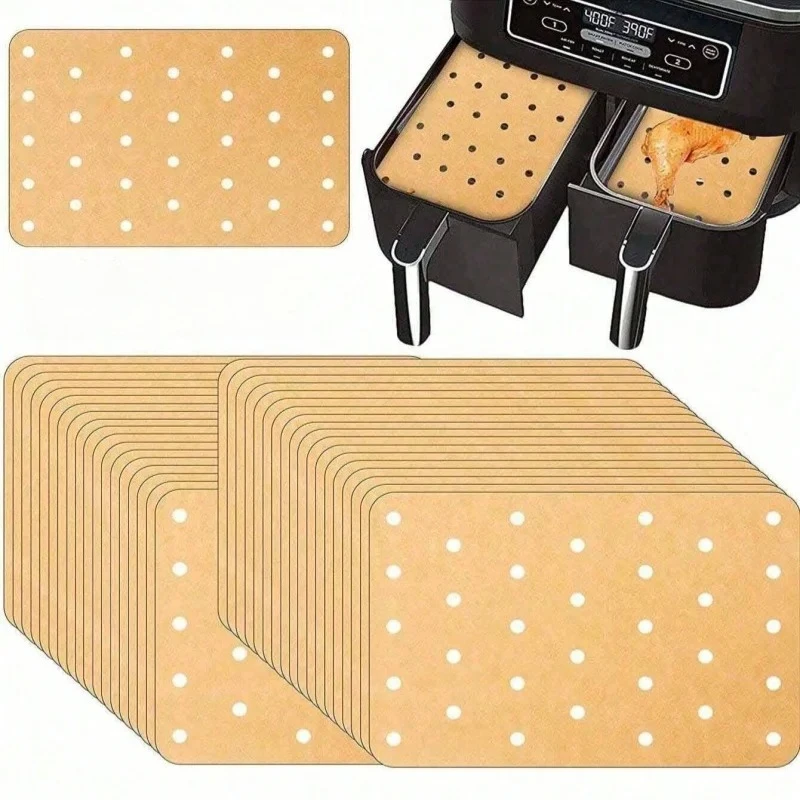 Doublure en papier de cuisson perforé 14 × 20.5 Cm, pour friteuse à Air, papier de cuisson jetable, accessoires de cuisine, articles ménagers de cuisine