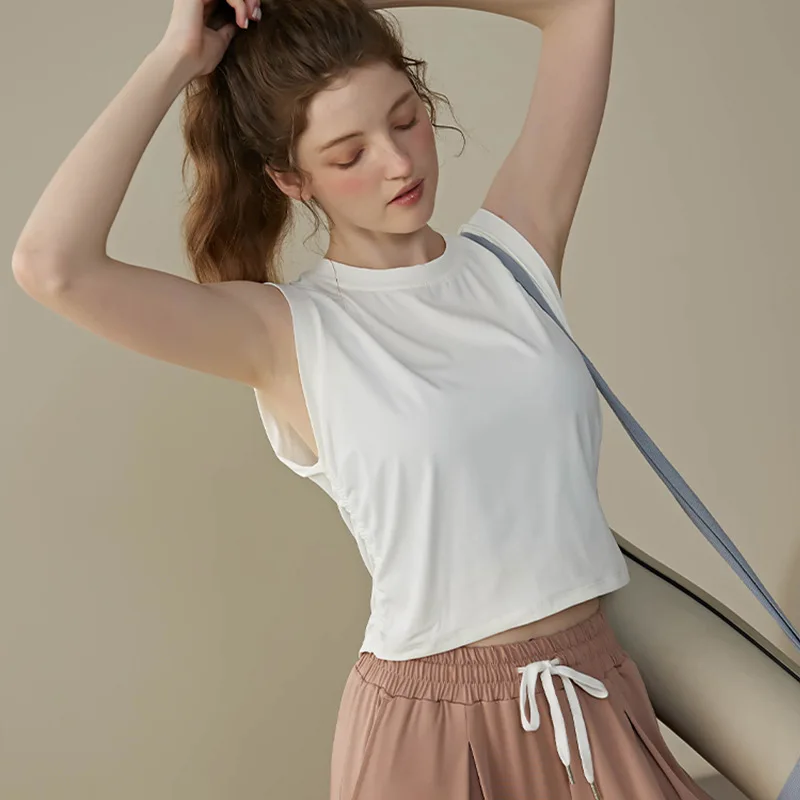 

Women's Loose Sports Vest Sleeveless Quick-Drying Running Blouse Fitness Top Thin Summer Yoga Clothes New