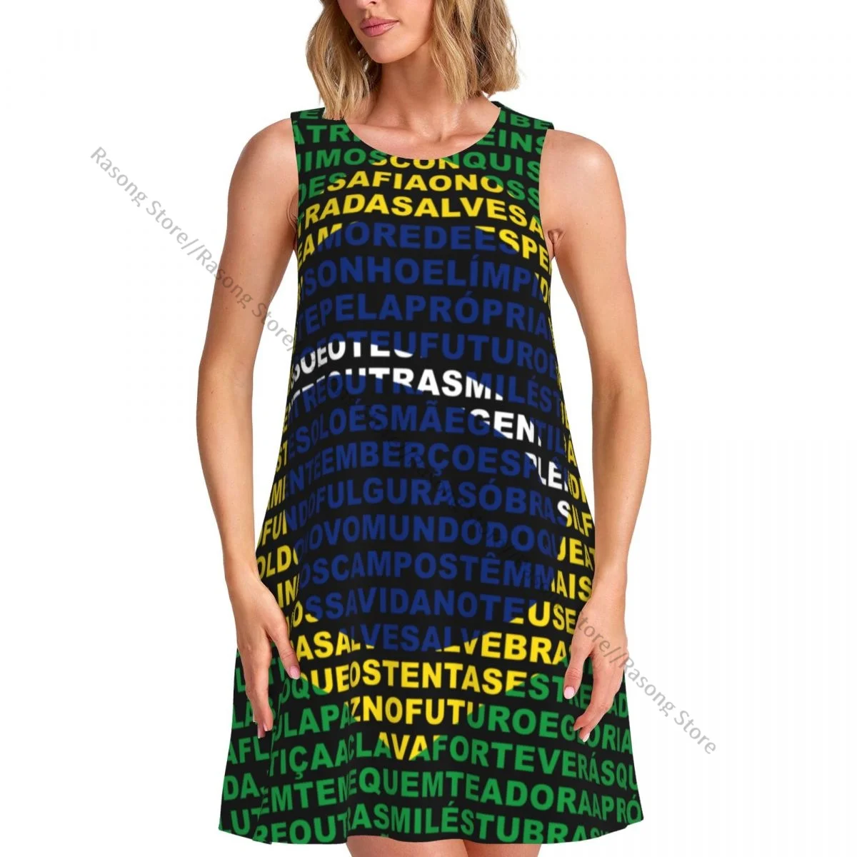 レディースブラジル国旗柄サマーカジュアルTシャツビーチカバーアップタンクトップワンピース