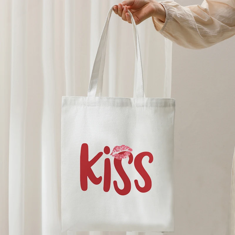 Kiss Marry Kill Girls Group Trio Kiss Costume Red Kissy Lips Pattern Tote Bags for Women Back to School Handbag for Grils Gifts