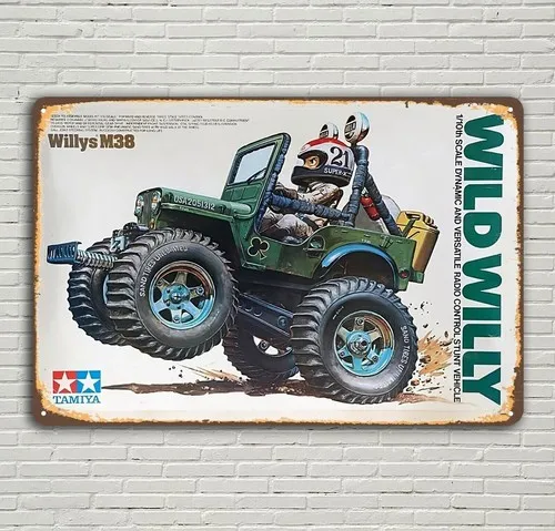 Póster metálico vintage de coche Rc - Tamiya Wild Willy Truck 20x30cm - Aluminio