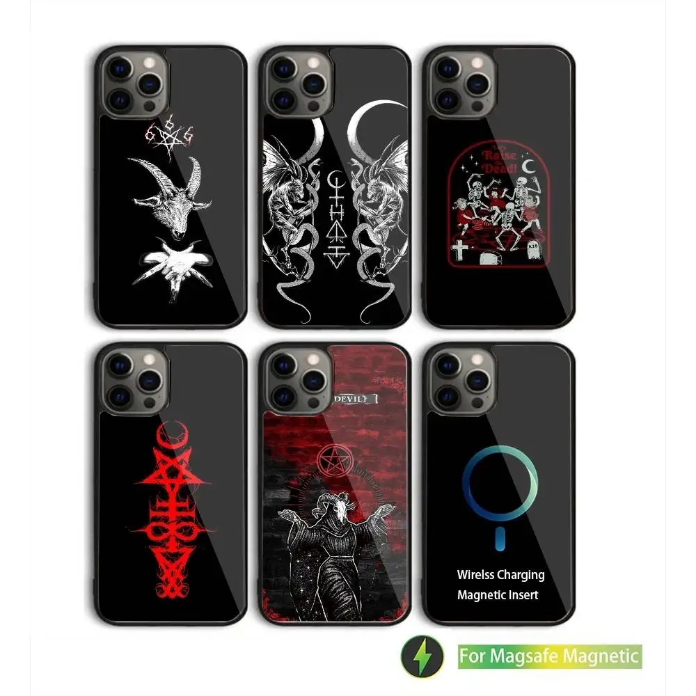 

Satanic Goat Satan Devil 666 Phone Case For iPhone 16,15,14,13,12,11,Pro,Max,Plus,Mini,SE New Magsafe Magnetic Wireless Charging