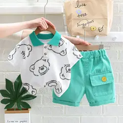 New Summer Baby Clothes Suit Children Boys Girls Cartoon Bear T Shirt Shorts 2Pcs/Set Toddler Casual Clothing Kids Tracksuits