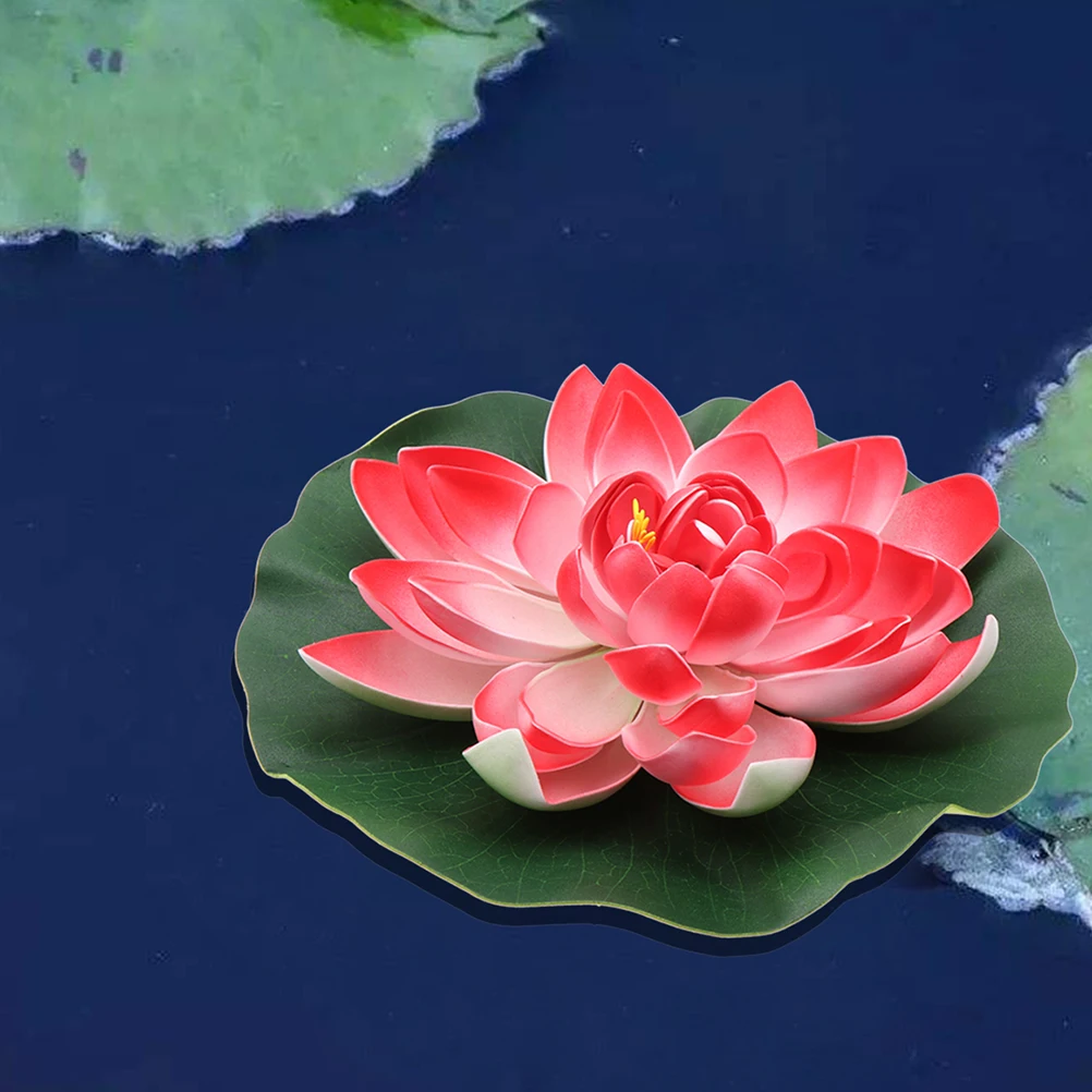 

2Pcs 28cm Flowers Pond Decoration Red Pink EVA Floating Decoration for Pond Pool Aquarium Garden Lily For Ponds Plants
