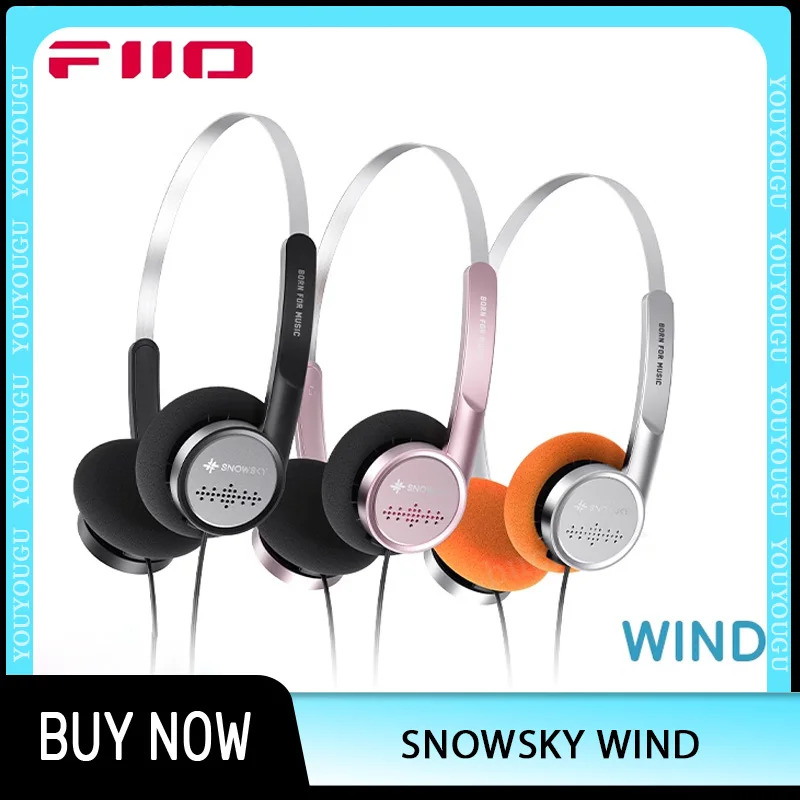 FiiO SnowSky Wind Wired Retro Headphones Portable Semi-Open HIFI Earphone 40mm Dynamic Lightweight Head Mounted Custom Earphones