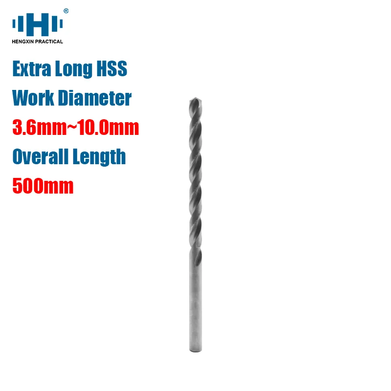 500mm Extended Long HSS High Speed Steel 3.6mm-10mm Dia Drill Bit for Aluminum Iron Metal Plastic Wood Hole Opener Twists Tools