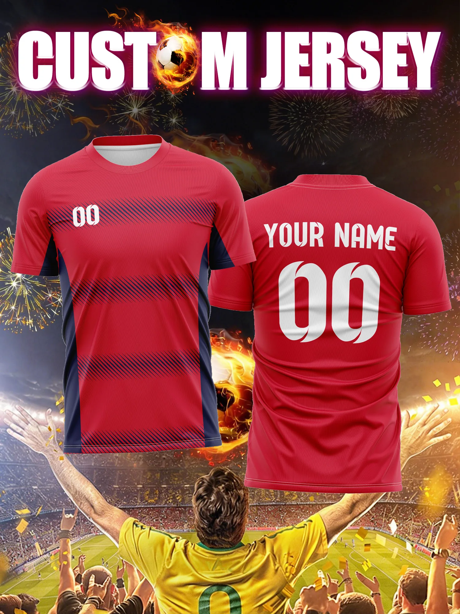 

Футболка с индивидуальным изображением, номером и именем, принт с изображением футбольного мяча и сетки, классическая персонализированная одежда для футбольных фанатов, для влюбленных.